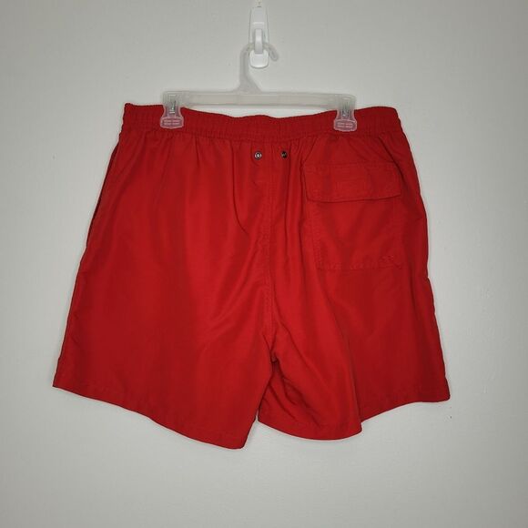 Polo Ralph Lauren Swim Trunks size 2xl Solid Red Navy Pony Preppy - Picture 2 of 8